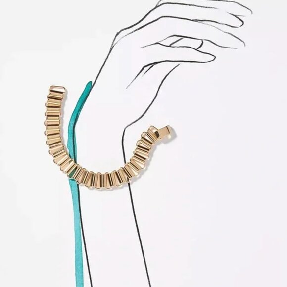 Anthropologie 14K Gold Plated Serefina Ribbon Link Bracelet - Picture 6 of 7